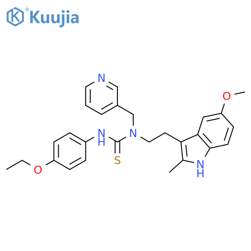 1-(4-ethoxyphenyl)-3-2-(5-methoxy-2-methyl-1H-indol-3-yl)ethyl-3-(pyridin-3-yl)methylthiourea structure