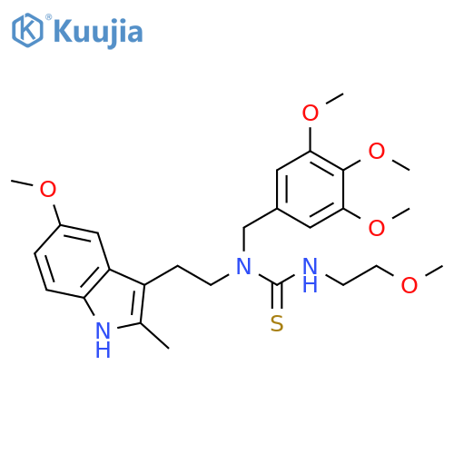 1-2-(5-methoxy-2-methyl-1H-indol-3-yl)ethyl-3-(2-methoxyethyl)-1-(3,4,5-trimethoxyphenyl)methylthiourea structure