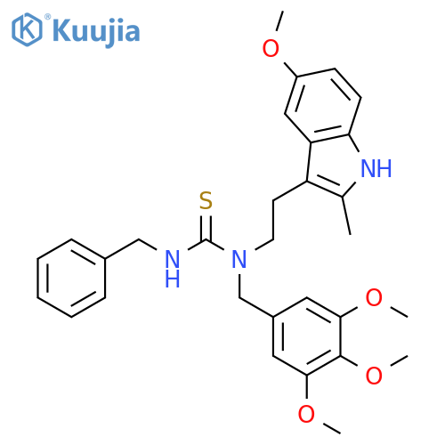 1-benzyl-3-2-(5-methoxy-2-methyl-1H-indol-3-yl)ethyl-3-(3,4,5-trimethoxyphenyl)methylthiourea structure