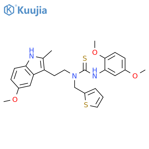 1-(2,5-dimethoxyphenyl)-3-2-(5-methoxy-2-methyl-1H-indol-3-yl)ethyl-3-(thiophen-2-yl)methylthiourea structure