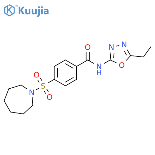 4-(azepane-1-sulfonyl)-N-(5-ethyl-1,3,4-oxadiazol-2-yl)benzamide structure