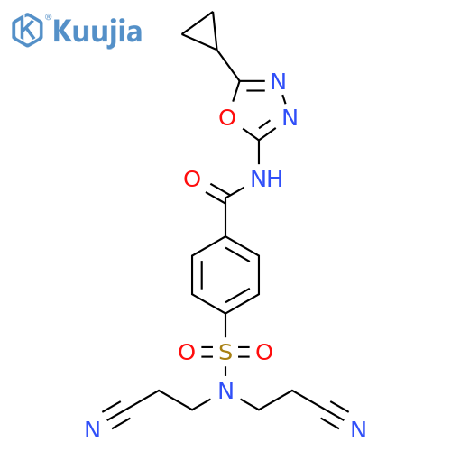 4-bis(2-cyanoethyl)sulfamoyl-N-(5-cyclopropyl-1,3,4-oxadiazol-2-yl)benzamide structure