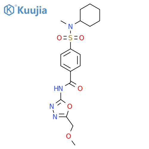 4-cyclohexyl(methyl)sulfamoyl-N-5-(methoxymethyl)-1,3,4-oxadiazol-2-ylbenzamide structure