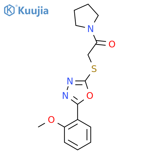 2-{5-(2-methoxyphenyl)-1,3,4-oxadiazol-2-ylsulfanyl}-1-(pyrrolidin-1-yl)ethan-1-one structure