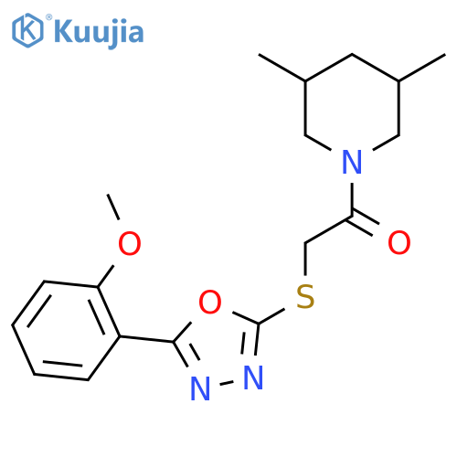 1-(3,5-dimethylpiperidin-1-yl)-2-{5-(2-methoxyphenyl)-1,3,4-oxadiazol-2-ylsulfanyl}ethan-1-one structure