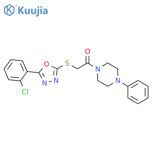 2-{5-(2-chlorophenyl)-1,3,4-oxadiazol-2-ylsulfanyl}-1-(4-phenylpiperazin-1-yl)ethan-1-one structure