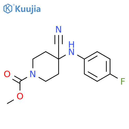 1-Piperidinecarboxylicacid, 4-cyano-4-[(4-fluorophenyl)amino]-, methyl ester structure