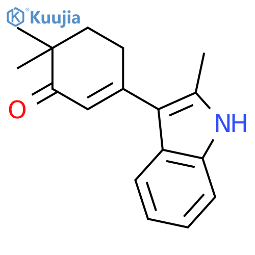 2-Cyclohexen-1-one, 6,6-dimethyl-3-(2-methyl-1H-indol-3-yl)- structure