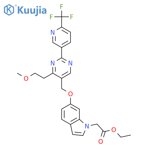1H-INDOLE-1-ACETIC ACID, 6-[[4-(2-METHOXYETHYL)-2-[6-(TRIFLUOROMETHYL)-3-PYRIDINYL]-5-PYRIMIDINYL]METHOXY]-, ETHYL ESTER structure