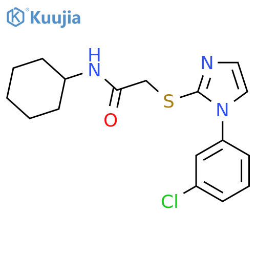 2-{1-(3-chlorophenyl)-1H-imidazol-2-ylsulfanyl}-N-cyclohexylacetamide structure