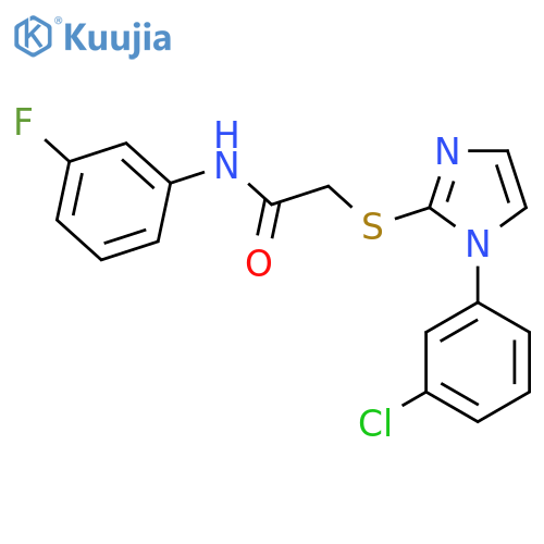 2-{1-(3-chlorophenyl)-1H-imidazol-2-ylsulfanyl}-N-(3-fluorophenyl)acetamide structure