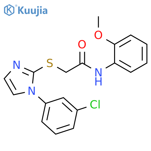 2-{1-(3-chlorophenyl)-1H-imidazol-2-ylsulfanyl}-N-(2-methoxyphenyl)acetamide structure