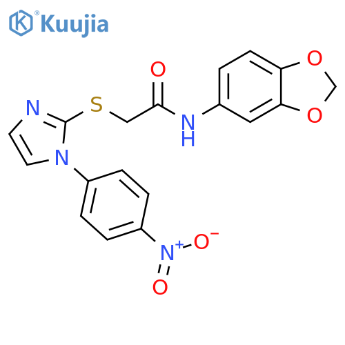 N-(2H-1,3-benzodioxol-5-yl)-2-{1-(4-nitrophenyl)-1H-imidazol-2-ylsulfanyl}acetamide structure