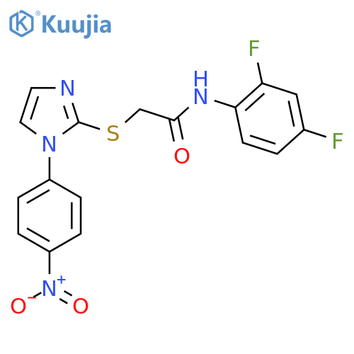 N-(2,4-difluorophenyl)-2-{1-(4-nitrophenyl)-1H-imidazol-2-ylsulfanyl}acetamide structure