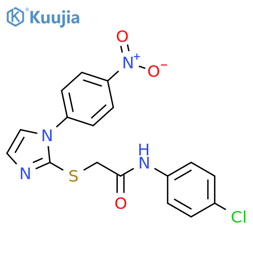 N-(4-chlorophenyl)-2-{1-(4-nitrophenyl)-1H-imidazol-2-ylsulfanyl}acetamide structure