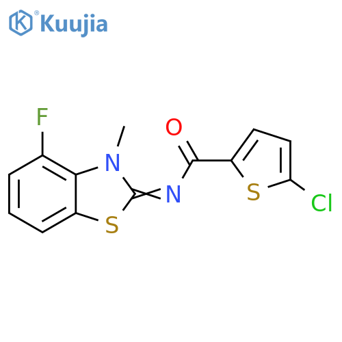 5-chloro-N-(2E)-4-fluoro-3-methyl-2,3-dihydro-1,3-benzothiazol-2-ylidenethiophene-2-carboxamide structure