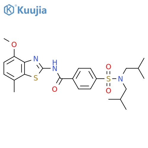 4-bis(2-methylpropyl)sulfamoyl-N-(4-methoxy-7-methyl-1,3-benzothiazol-2-yl)benzamide structure
