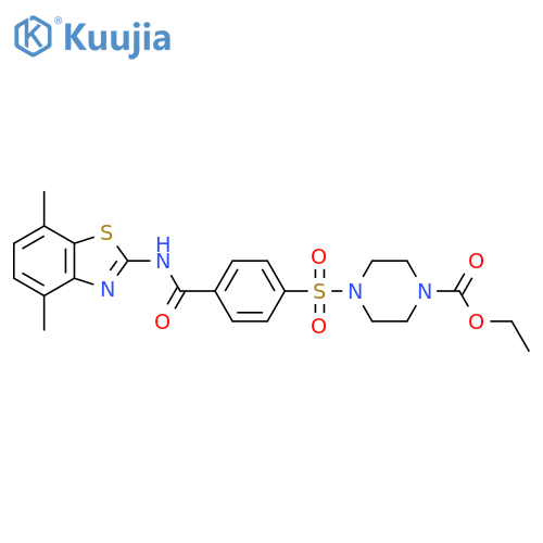 ethyl 4-{4-(4,7-dimethyl-1,3-benzothiazol-2-yl)carbamoylbenzenesulfonyl}piperazine-1-carboxylate structure