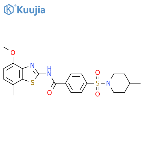 N-(4-methoxy-7-methyl-1,3-benzothiazol-2-yl)-4-(4-methylpiperidin-1-yl)sulfonylbenzamide structure