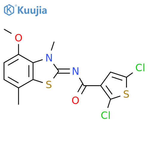 2,5-dichloro-N-[(2Z)-4-methoxy-3,7-dimethyl-2,3-dihydro-1,3-benzothiazol-2-ylidene]thiophene-3-carboxamide structure