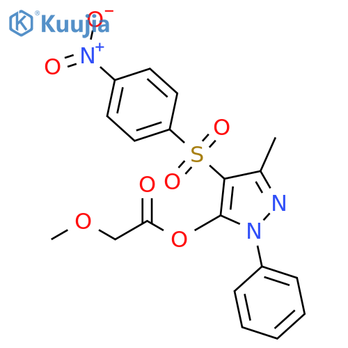 3-methyl-4-(4-nitrobenzenesulfonyl)-1-phenyl-1H-pyrazol-5-yl 2-methoxyacetate structure