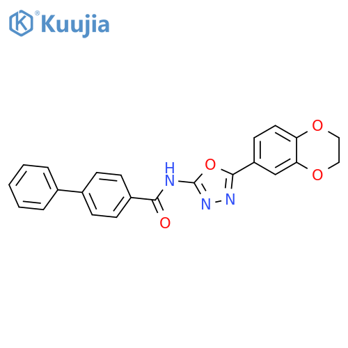 N-5-(2,3-dihydro-1,4-benzodioxin-6-yl)-1,3,4-oxadiazol-2-yl-1,1'-biphenyl-4-carboxamide structure