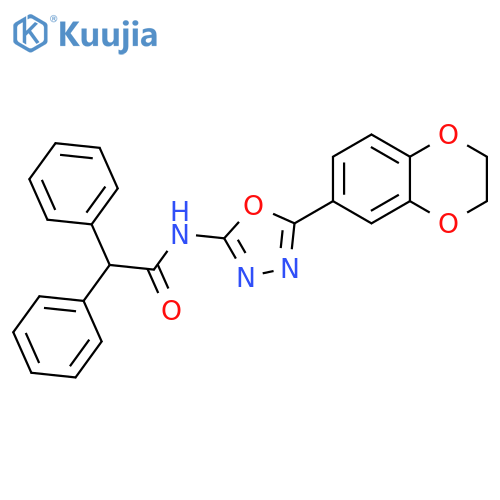 N-[5-(2,3-dihydro-1,4-benzodioxin-6-yl)-1,3,4-oxadiazol-2-yl]-2,2-diphenylacetamide structure