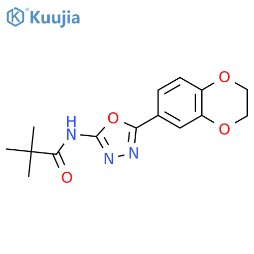 N-5-(2,3-dihydro-1,4-benzodioxin-6-yl)-1,3,4-oxadiazol-2-yl-2,2-dimethylpropanamide structure