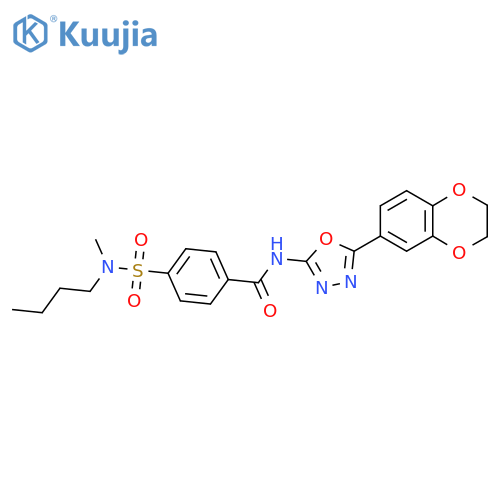 4-[butyl(methyl)sulfamoyl]-N-[5-(2,3-dihydro-1,4-benzodioxin-6-yl)-1,3,4-oxadiazol-2-yl]benzamide structure