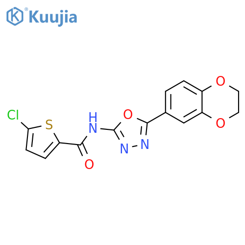 5-chloro-N-5-(2,3-dihydro-1,4-benzodioxin-6-yl)-1,3,4-oxadiazol-2-ylthiophene-2-carboxamide structure