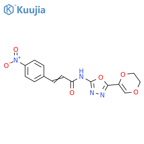 (2E)-N-5-(5,6-dihydro-1,4-dioxin-2-yl)-1,3,4-oxadiazol-2-yl-3-(4-nitrophenyl)prop-2-enamide structure