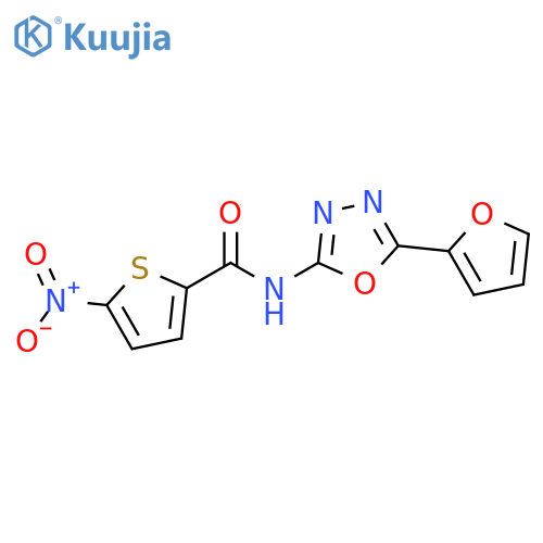 N-5-(furan-2-yl)-1,3,4-oxadiazol-2-yl-5-nitrothiophene-2-carboxamide structure