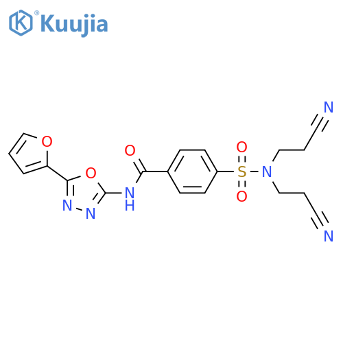 4-bis(2-cyanoethyl)sulfamoyl-N-5-(furan-2-yl)-1,3,4-oxadiazol-2-ylbenzamide structure