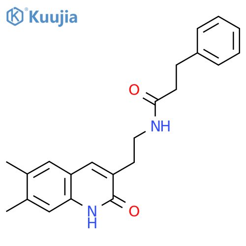 N-2-(6,7-dimethyl-2-oxo-1,2-dihydroquinolin-3-yl)ethyl-3-phenylpropanamide structure