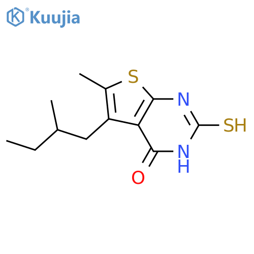 6-methyl-5-(2-methylbutyl)-2-sulfanyl-3H,4H-thieno2,3-dpyrimidin-4-one structure