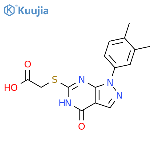 2-{1-(3,4-dimethylphenyl)-4-oxo-1H,4H,5H-pyrazolo3,4-dpyrimidin-6-ylsulfanyl}acetic acid structure