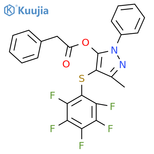 3-methyl-4-(2,3,4,5,6-pentafluorophenyl)sulfanyl-1-phenyl-1H-pyrazol-5-yl 2-phenylacetate structure