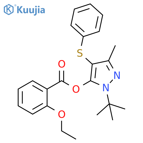 1-tert-butyl-3-methyl-4-(phenylsulfanyl)-1H-pyrazol-5-yl 2-ethoxybenzoate structure