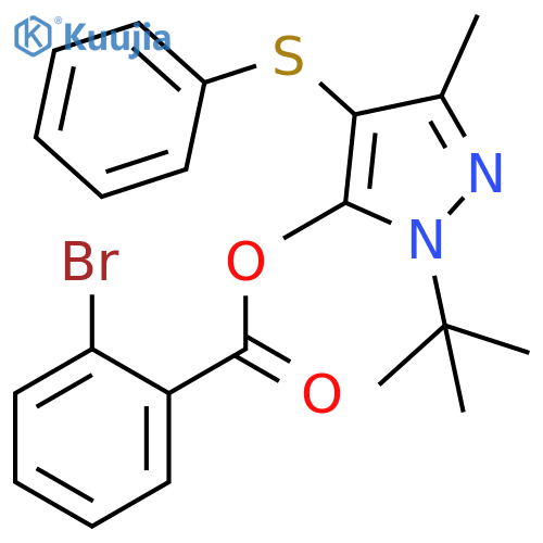1-tert-butyl-3-methyl-4-(phenylsulfanyl)-1H-pyrazol-5-yl 2-bromobenzoate structure