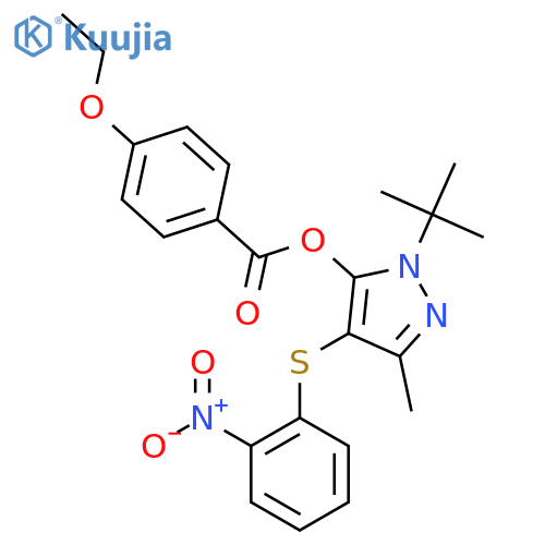 1-tert-butyl-3-methyl-4-(2-nitrophenyl)sulfanyl-1H-pyrazol-5-yl 4-ethoxybenzoate structure
