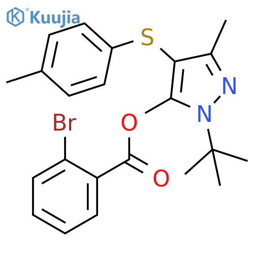 1-tert-butyl-3-methyl-4-(4-methylphenyl)sulfanyl-1H-pyrazol-5-yl 2-bromobenzoate structure