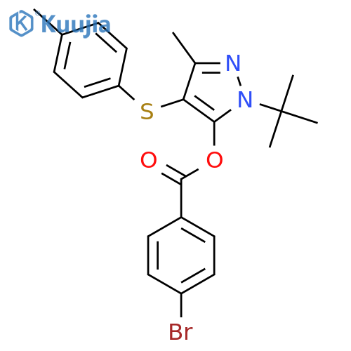 1-tert-butyl-3-methyl-4-(4-methylphenyl)sulfanyl-1H-pyrazol-5-yl 4-bromobenzoate structure