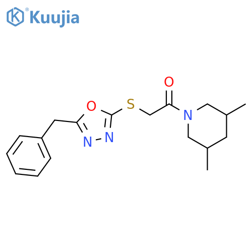 2-(5-benzyl-1,3,4-oxadiazol-2-yl)sulfanyl-1-(3,5-dimethylpiperidin-1-yl)ethan-1-one structure