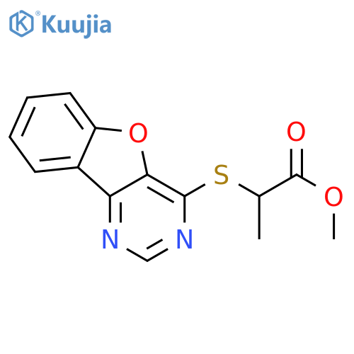 methyl 2-{8-oxa-3,5-diazatricyclo7.4.0.0^{2,7}trideca-1(9),2(7),3,5,10,12-hexaen-6-ylsulfanyl}propanoate structure