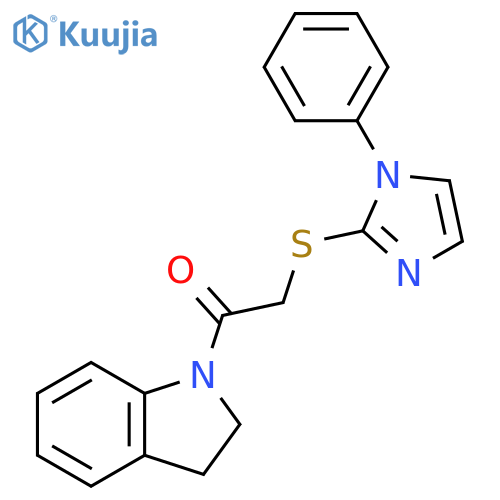 1-(2,3-dihydro-1H-indol-1-yl)-2-(1-phenyl-1H-imidazol-2-yl)sulfanylethan-1-one structure