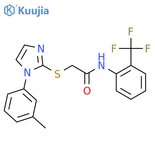 2-{1-(3-methylphenyl)-1H-imidazol-2-ylsulfanyl}-N-2-(trifluoromethyl)phenylacetamide structure