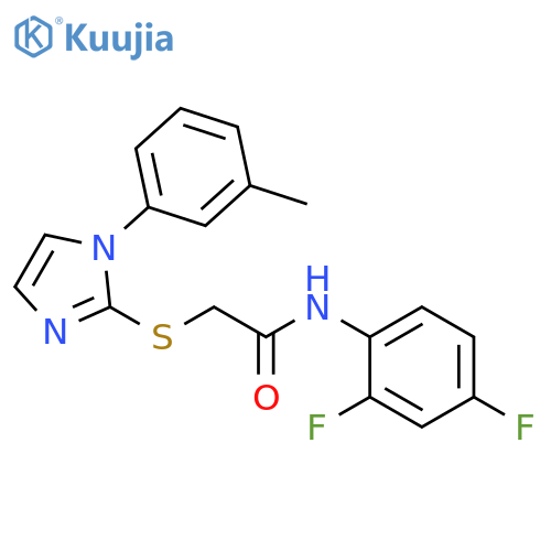 N-(2,4-difluorophenyl)-2-{1-(3-methylphenyl)-1H-imidazol-2-ylsulfanyl}acetamide structure