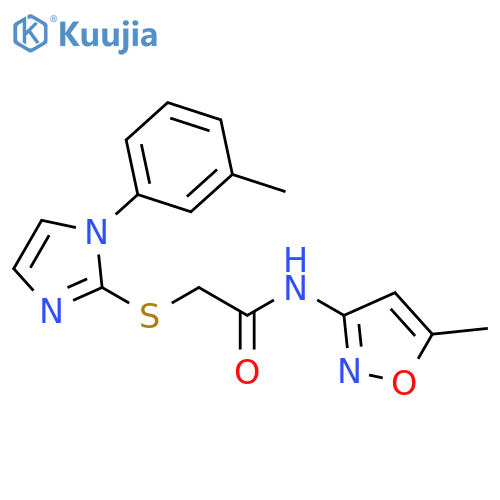 N-(5-methyl-1,2-oxazol-3-yl)-2-{1-(3-methylphenyl)-1H-imidazol-2-ylsulfanyl}acetamide structure
