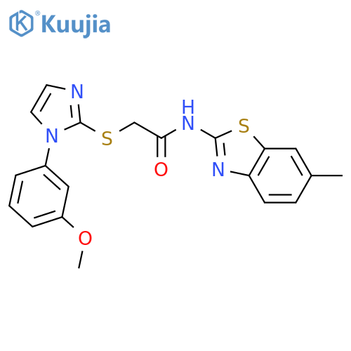 2-{1-(3-methoxyphenyl)-1H-imidazol-2-ylsulfanyl}-N-(6-methyl-1,3-benzothiazol-2-yl)acetamide structure