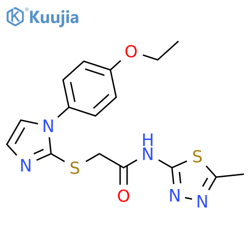 2-{1-(4-ethoxyphenyl)-1H-imidazol-2-ylsulfanyl}-N-(5-methyl-1,3,4-thiadiazol-2-yl)acetamide structure